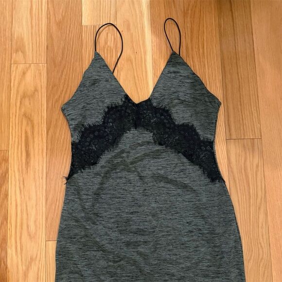 Another Story Women's Gray Lace Trim Midi Slip Dress Size M - Picture 2 of 4
